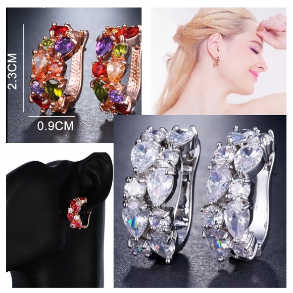 NEW!๐๐GORGEOUS! SILVERY! CZ! HOOPS!๐๐STUNNING! - Picture 3 of 8